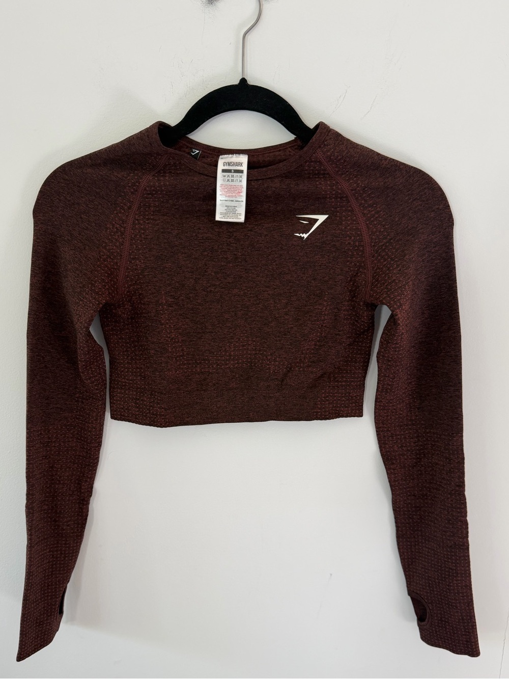 Gymshark Burgundy Long-Sleeve Cropped Seamless Top